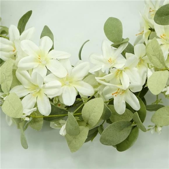 18'' Spring Wreath Summer Wreath for Front Door with Green Eucalyptus Leaves - Picture 7 of 8